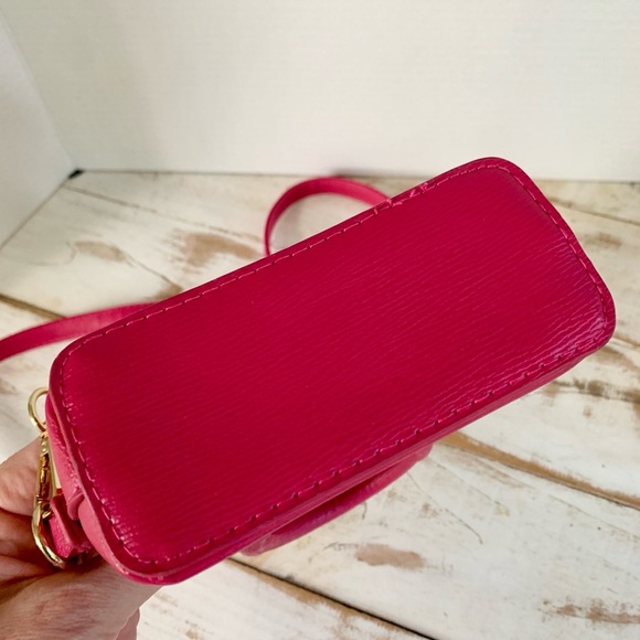 BEBE Gianna mini dome bag crossbody purse raspberry pink gold tone faux leather - Picture 5 of 16